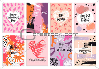 Valentine's day s card templates, vector set