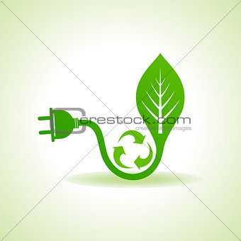 Eco Energy Concept with leaf,plug and recycle icon