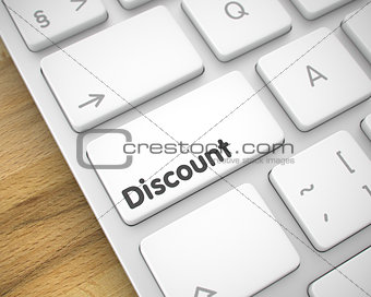 Discount - Text on White Keyboard Button. 3D.