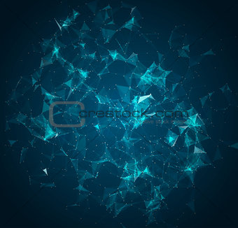 Abstract mesh background with circles, lines and shapes
