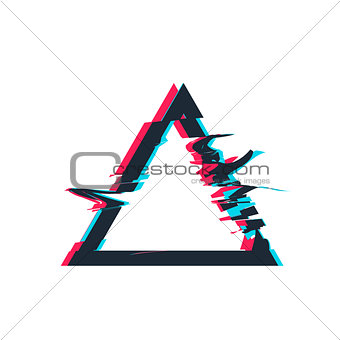 Glitch distortion frame. Vector triangle illustration