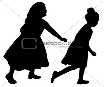 kids playing, silhouette vector