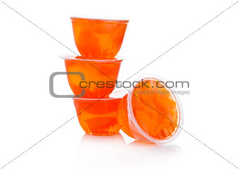 Single cups with mandarins in fruit jelly