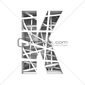 Paper cut out font letter K 3D