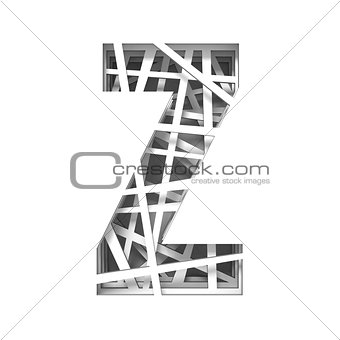 Paper cut out font letter Z 3D