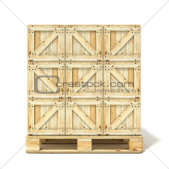Wooden boxes on euro pallet. 3D