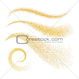 Sparkle stardust. Golden glittering waves