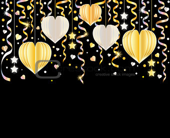Background with paper hearts