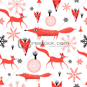 New Years pattern of red foxes 