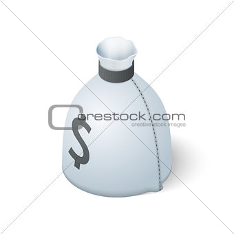 Money bag isolated on white background. Isometric vector illustration
