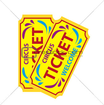 Tickets to the circus icon flat style, isolated on white background. Vector illustration.