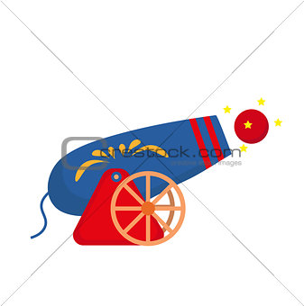 Circus Cannon icon flat style , isolated on white background. Vector illustration.