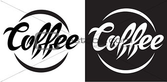 vector illustration with calligraphic lettering of coffee