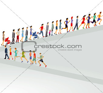 Large group goes up illustration