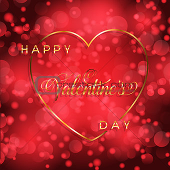 Valentine's Day background with gold heart and lettering 