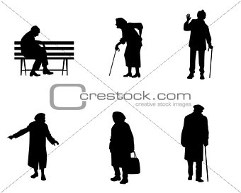 Silhouettes of older people
