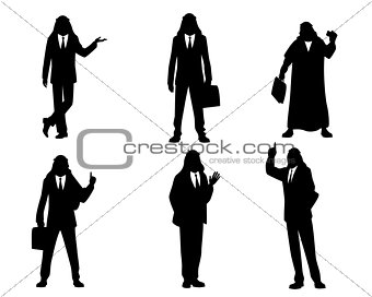 Six silhouettes of arab businessmen