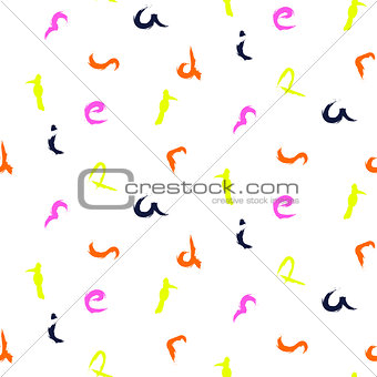 Brushed letters neon blue seamless vector pattern.
