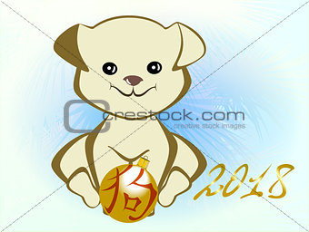 Dog as symbol of the New Year 2018. EPS10 vector illustration