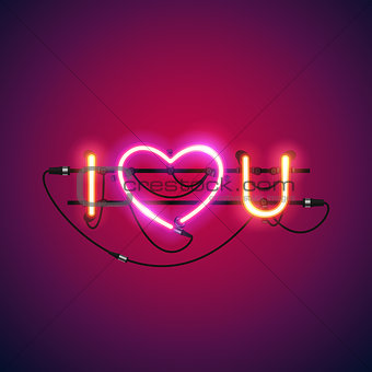 I Love You with Pink Heart Neon Sign