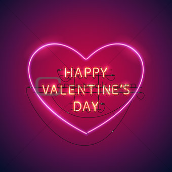 Happy Valentines Day Heart Neon Sign