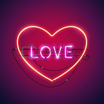 Pink Love in the Heart Neon Sign