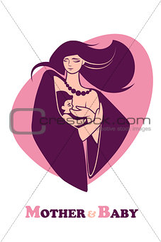 Vector illustration with mother and baby