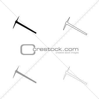 Pickaxe black and grey set icon .