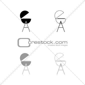 Barbecue or grill black and grey set icon .