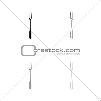 Large Fork black and grey set icon .