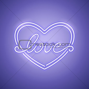 Love Heart Purple Neon Banner