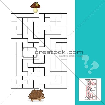 Maze game Help hedgehog to find a way to mushrooms with answer