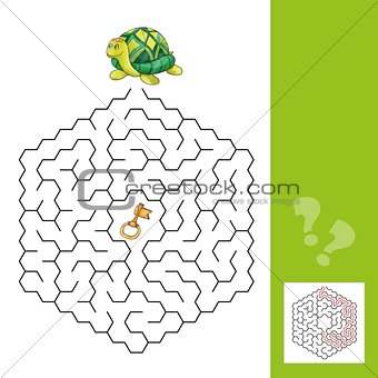 turtle and the gold key - labyrinth game for Children with answer