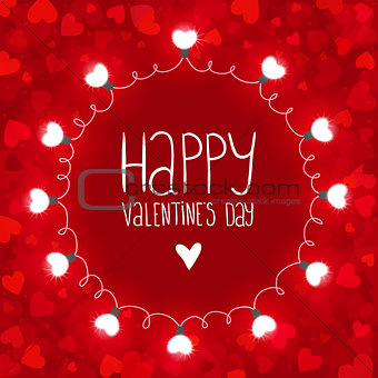 Red vector background with lights for Valentines day