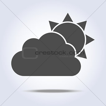 Sun and cloud gray weather icon