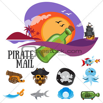 Pirate mail, adventure and life of pirates.