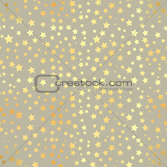 Vector Gold star Seamless Pattern. Vector illustration. Shiny background. Texture of gold foil. EPS 10. Abstract seamless pattern with gold confetti stars.