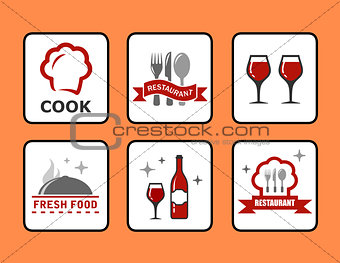 concept restaurant icons set
