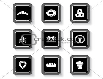 set of concept bakery products buttons