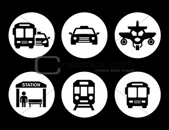 transport set on round icons
