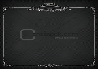 Horizontal vector retro blackboard background with border