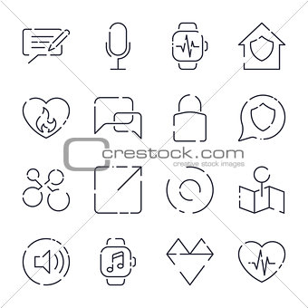Simple icons set. Different icons for app, programs, sites and other. Editable Stroke