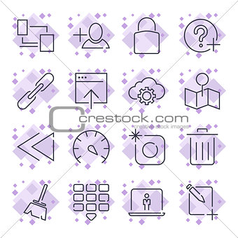 Internet and IT internet technology . Universal icons for web, programs, apps and other. Editable Stroke.