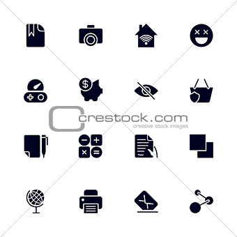 Set of 16 different universal icons for sites, apps, programs and other.