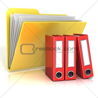 Folder icon with red ring binders. 3D