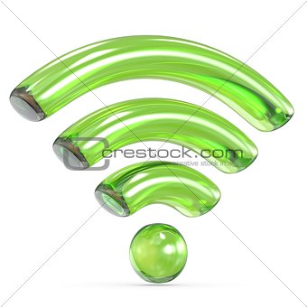 Transparent green WiFi sign 3D