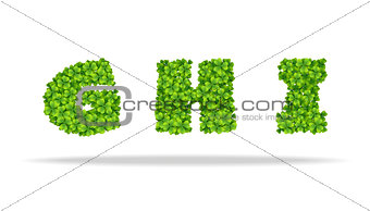Alfavit from the leaves of the clover. Letters GHI.
