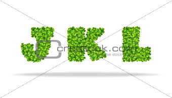 Alfavit from the leaves of the clover. Letters JKL.