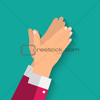 Flat. Concept of success Applause. Hands clapping. Vector Illustration