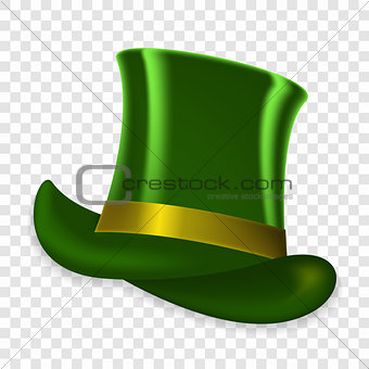 Colorful green hat on spring holiday of St. Patrick on transparent background. Vector Illustration